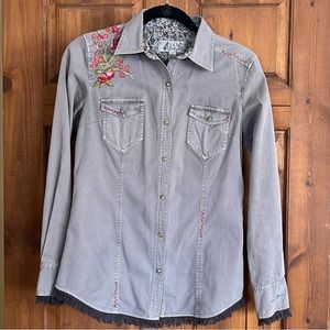 Ryan Michael Perl Snap Corduroy Top